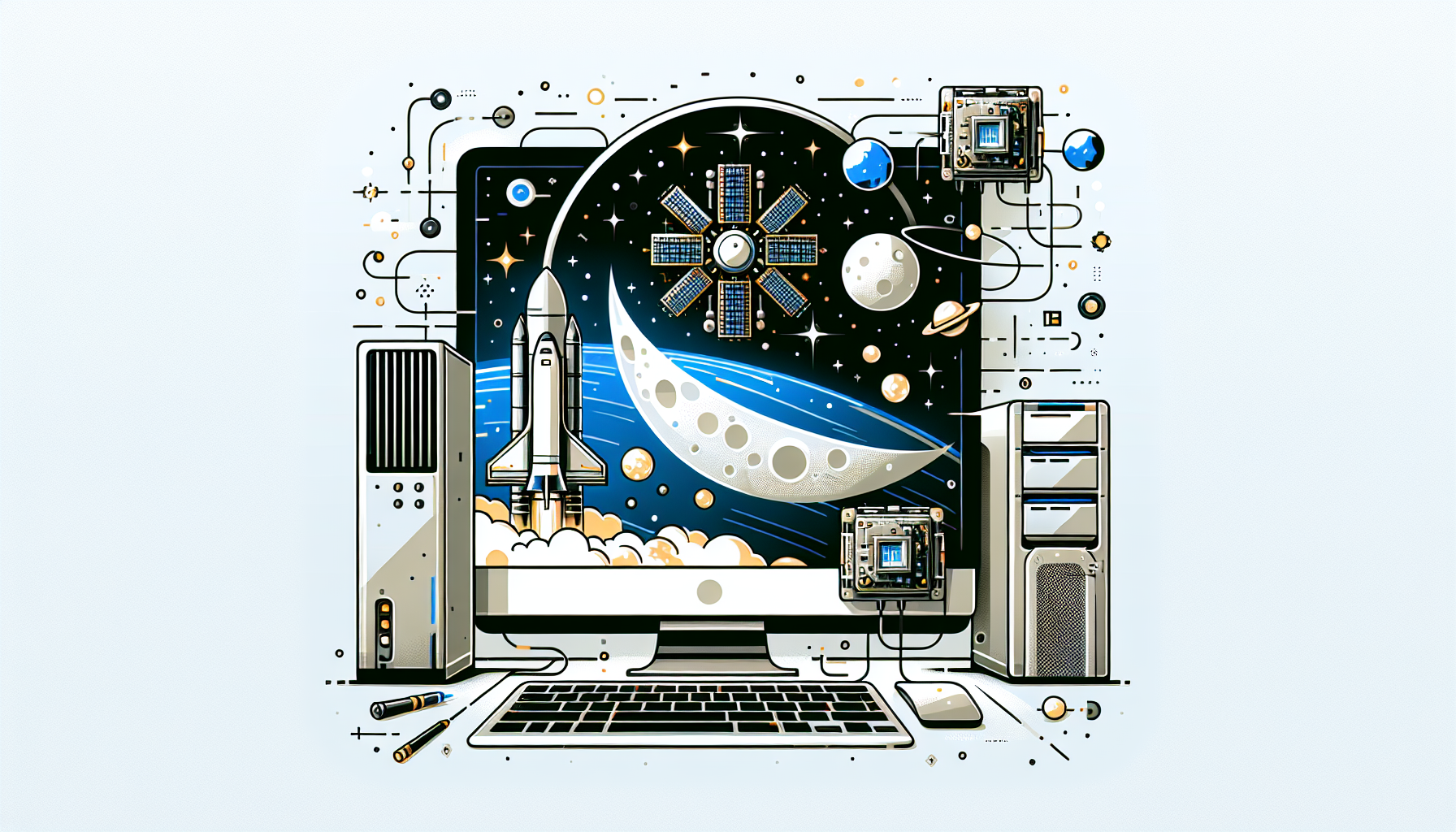 Space Exploration: The Impact of NASA's Artemis II Computer - AI Generated Illustration